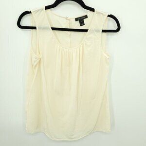 St. John 100% Silk Gathered Scoop Neck Shell Top 6 Cream
